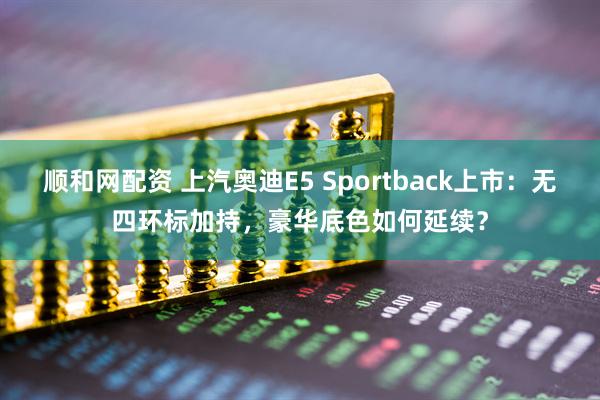顺和网配资 上汽奥迪E5 Sportback上市：无四环标加持，豪华底色如何延续？